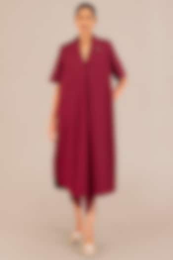 Wine Poplin Embroidered Tunic Set by AMPM at Pernia's Pop Up Shop