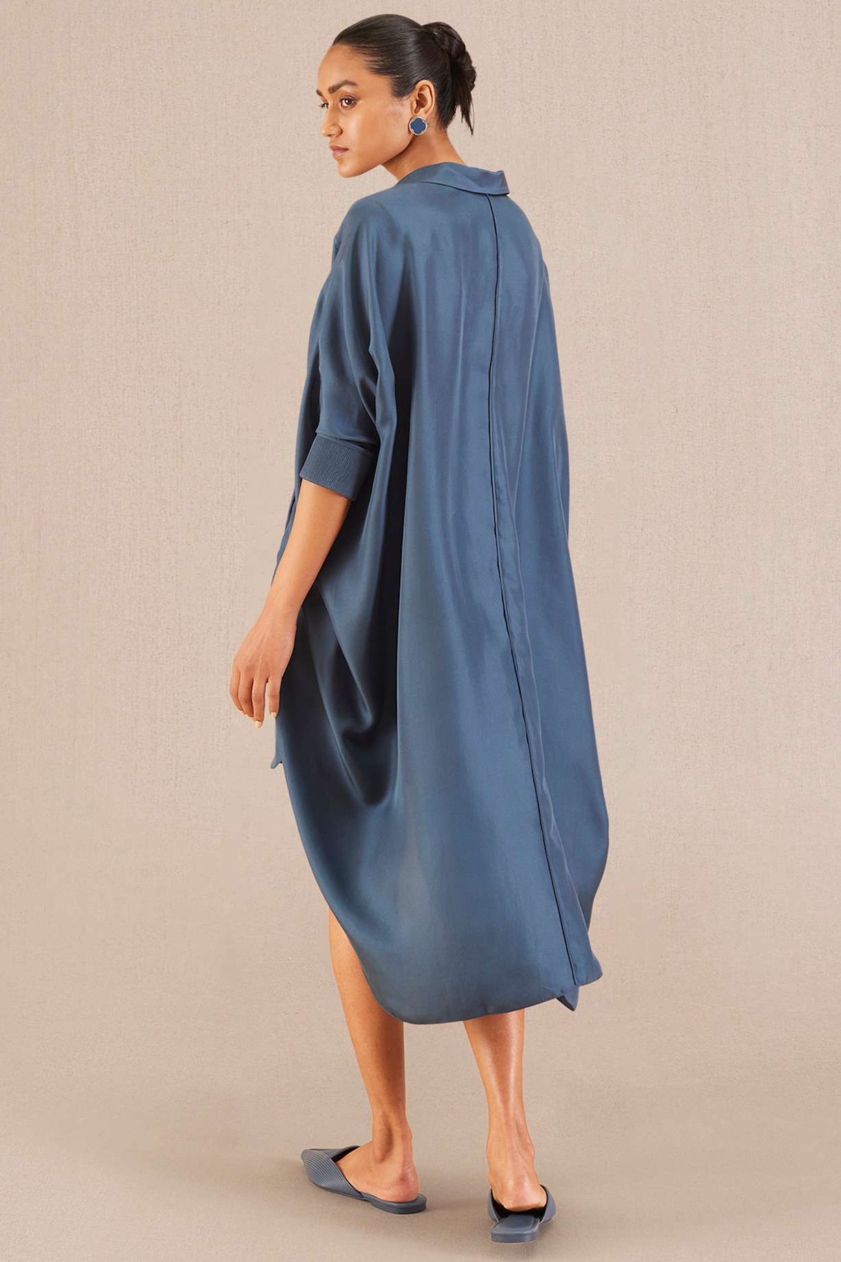 blue shirt dress crepe laurella shirtdress crepe main image 0