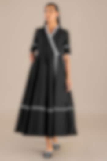 Black Chanderi Maxi Dress by AMPM
