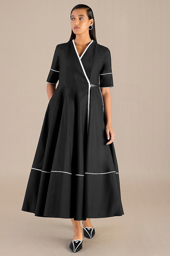 Black Chanderi Maxi Dress by AMPM