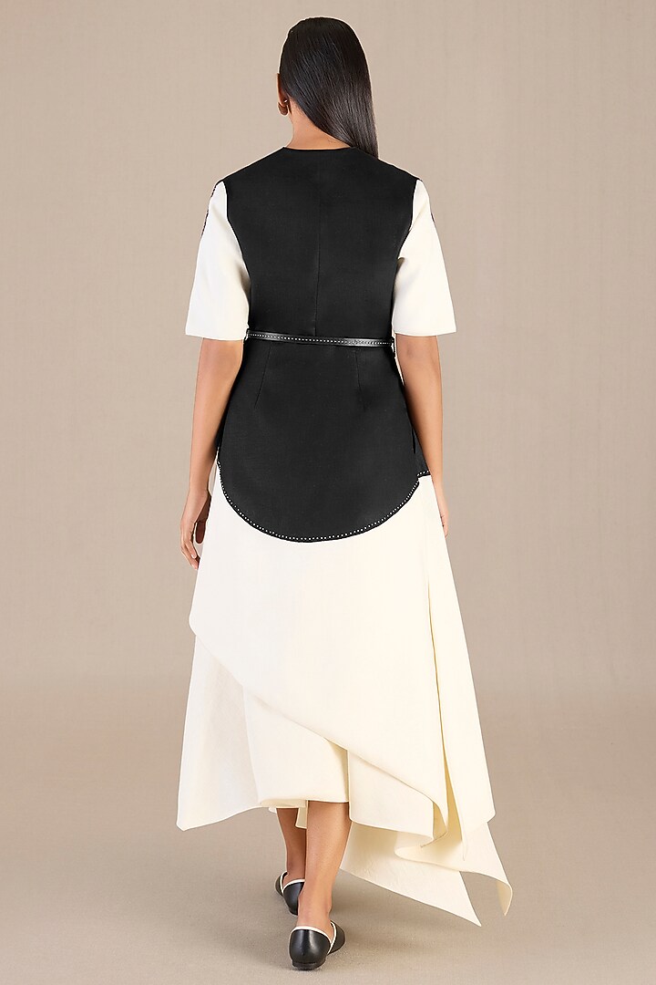 Black & Ivory Linen Jacket Set by AMPM at Pernia's Pop Up Shop