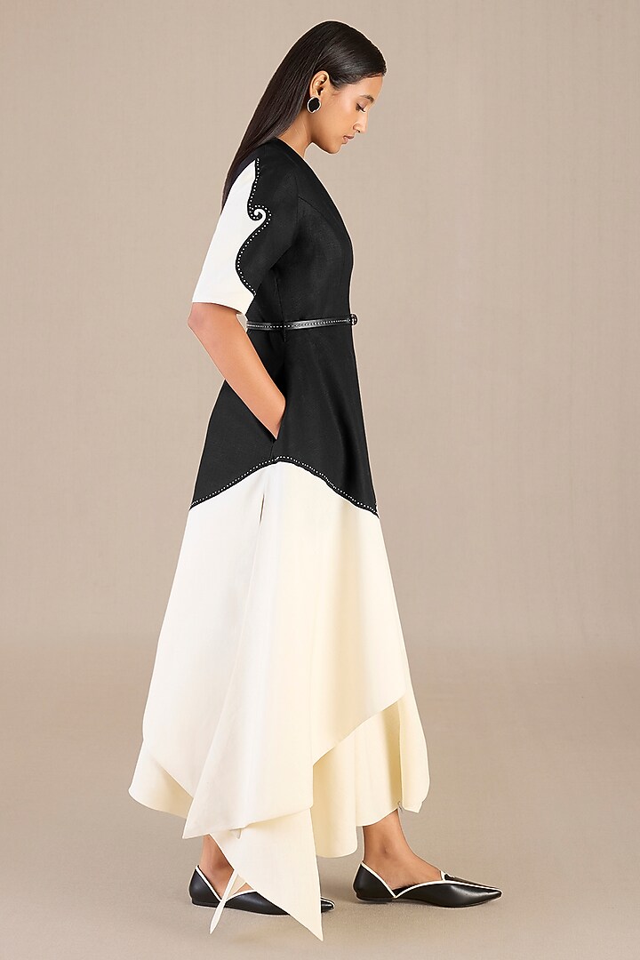 Black & Ivory Linen Jacket Set by AMPM at Pernia's Pop Up Shop