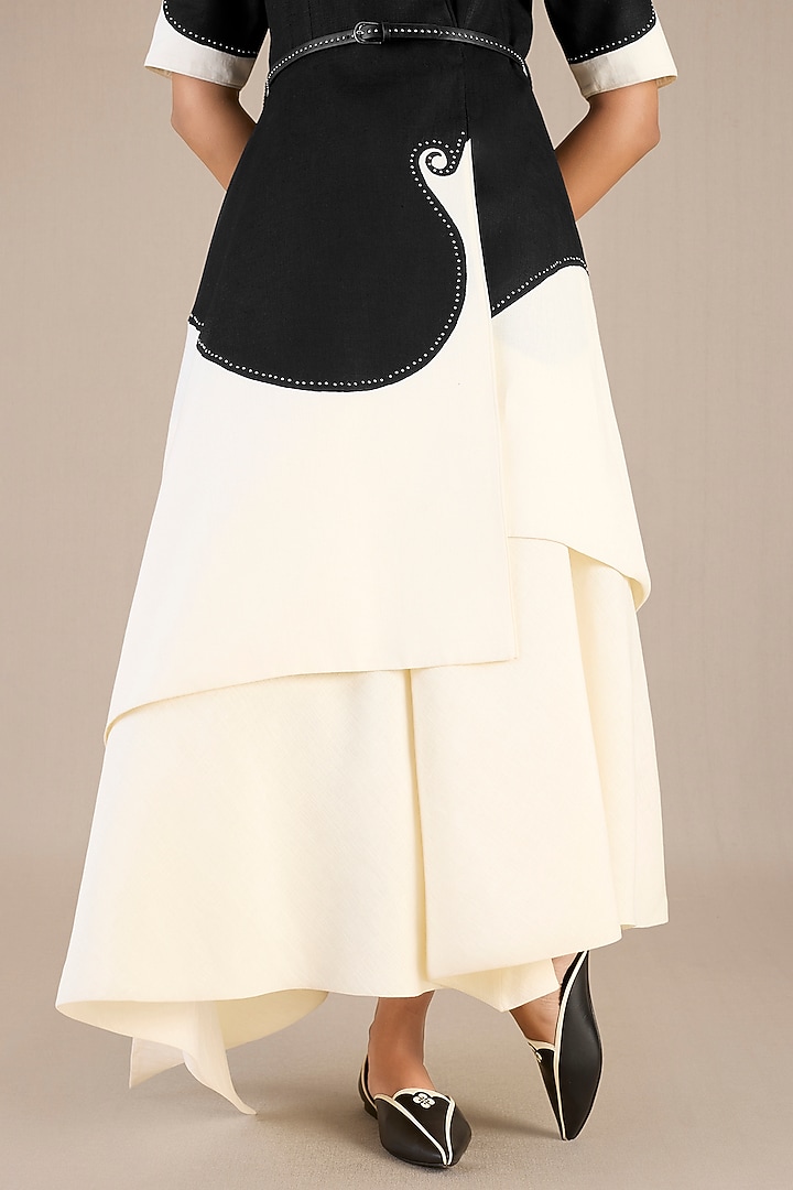Black & Ivory Linen Jacket Set by AMPM at Pernia's Pop Up Shop