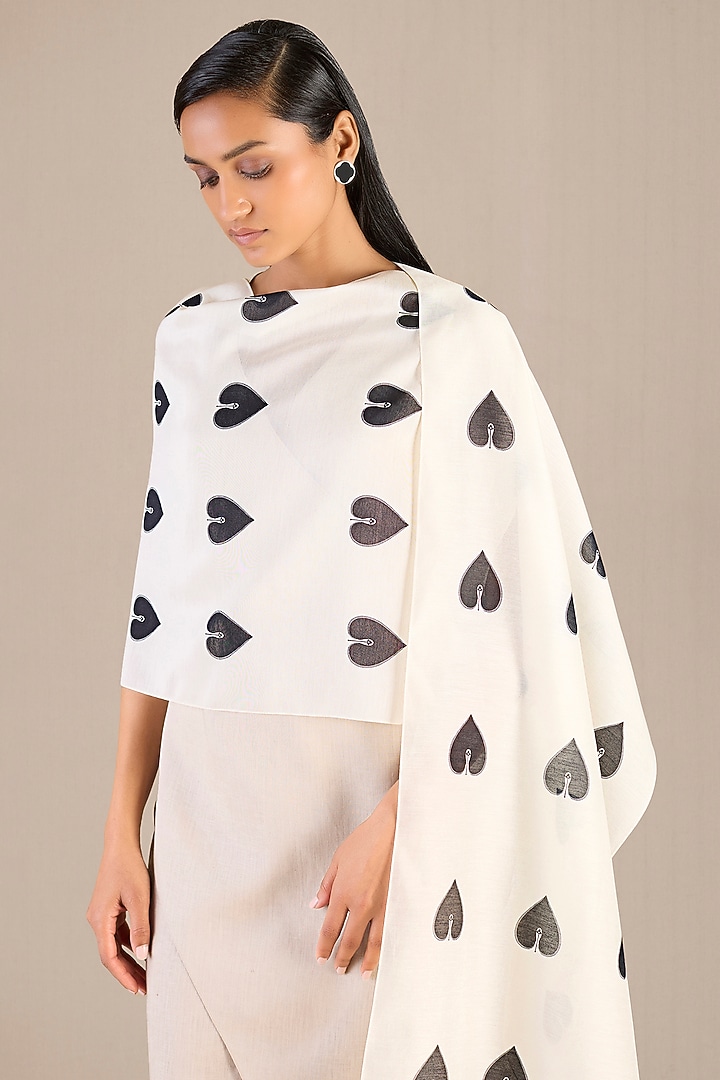 Ivory & Black Chanderi Scarf by AMPM at Pernia's Pop Up Shop
