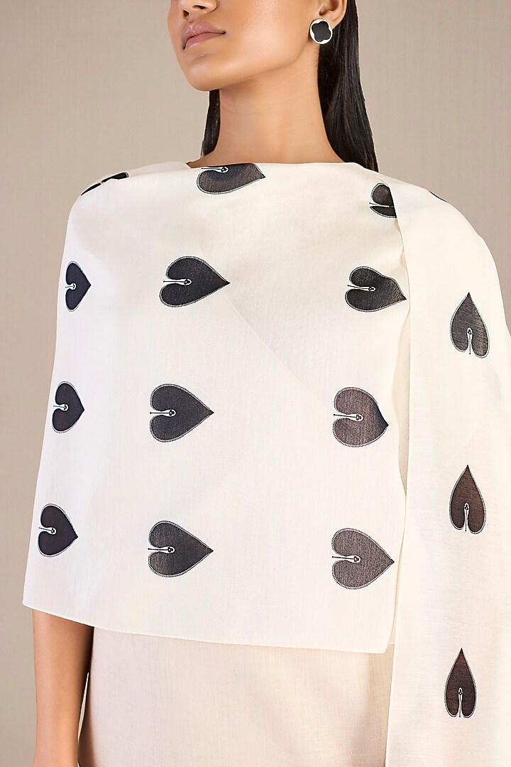 Ivory & Black Chanderi Scarf by AMPM at Pernia's Pop Up Shop