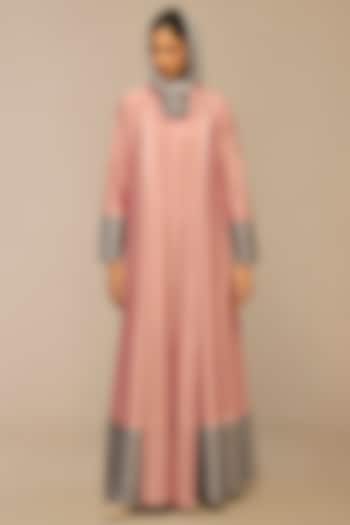 Blush Pink Chanderi & Cotton Silk Resham Embroidered Jacket Set by AMPM at Pernia's Pop Up Shop