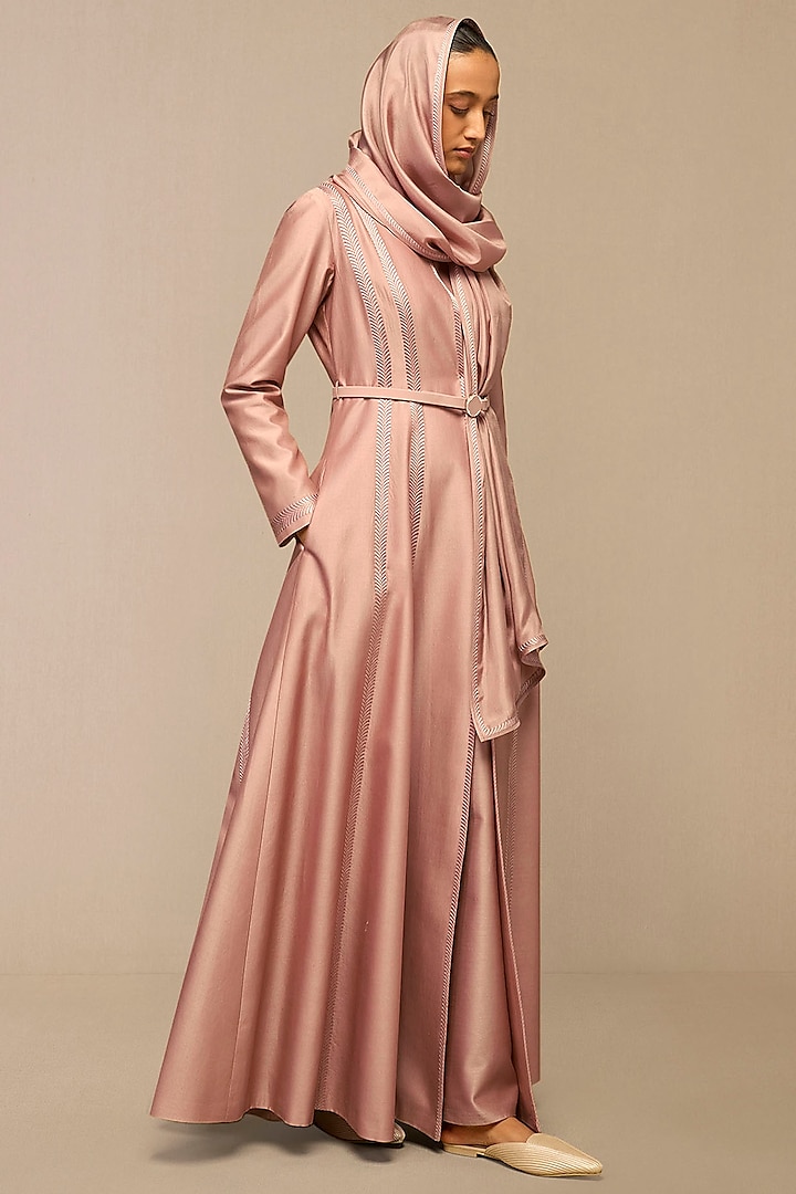 Blush Pink Silk Resham Embroidered Scarf by AMPM at Pernia's Pop Up Shop