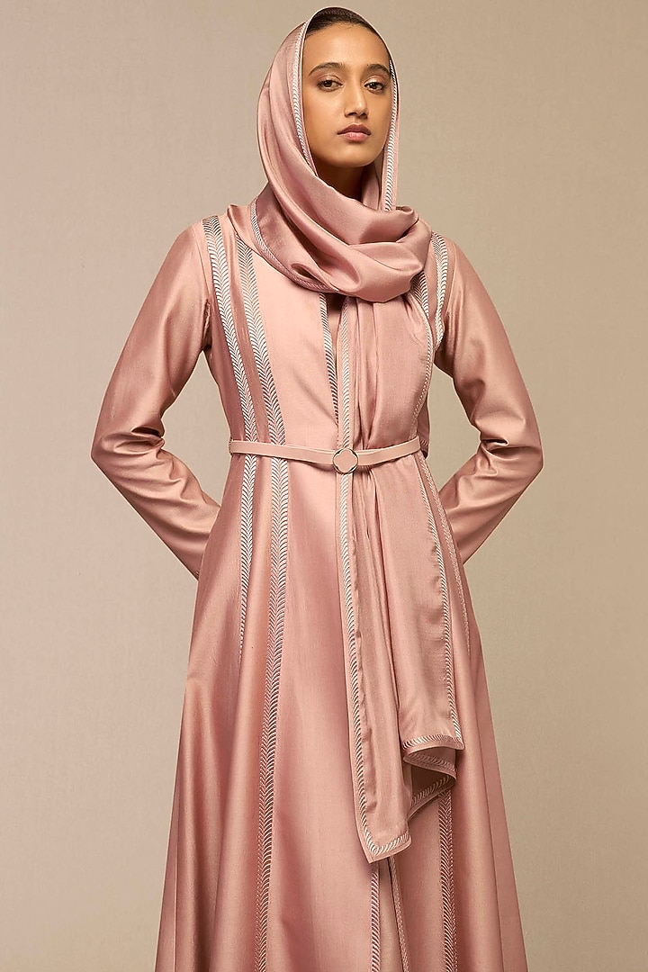 Blush Pink Silk Resham Embroidered Scarf by AMPM at Pernia's Pop Up Shop