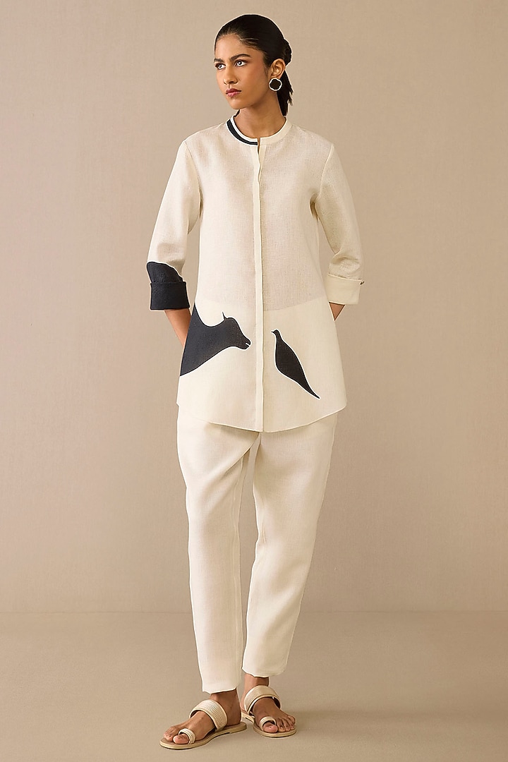 Ivory & Black Pure Linen Co-Ord Set by AMPM at Pernia's Pop Up Shop