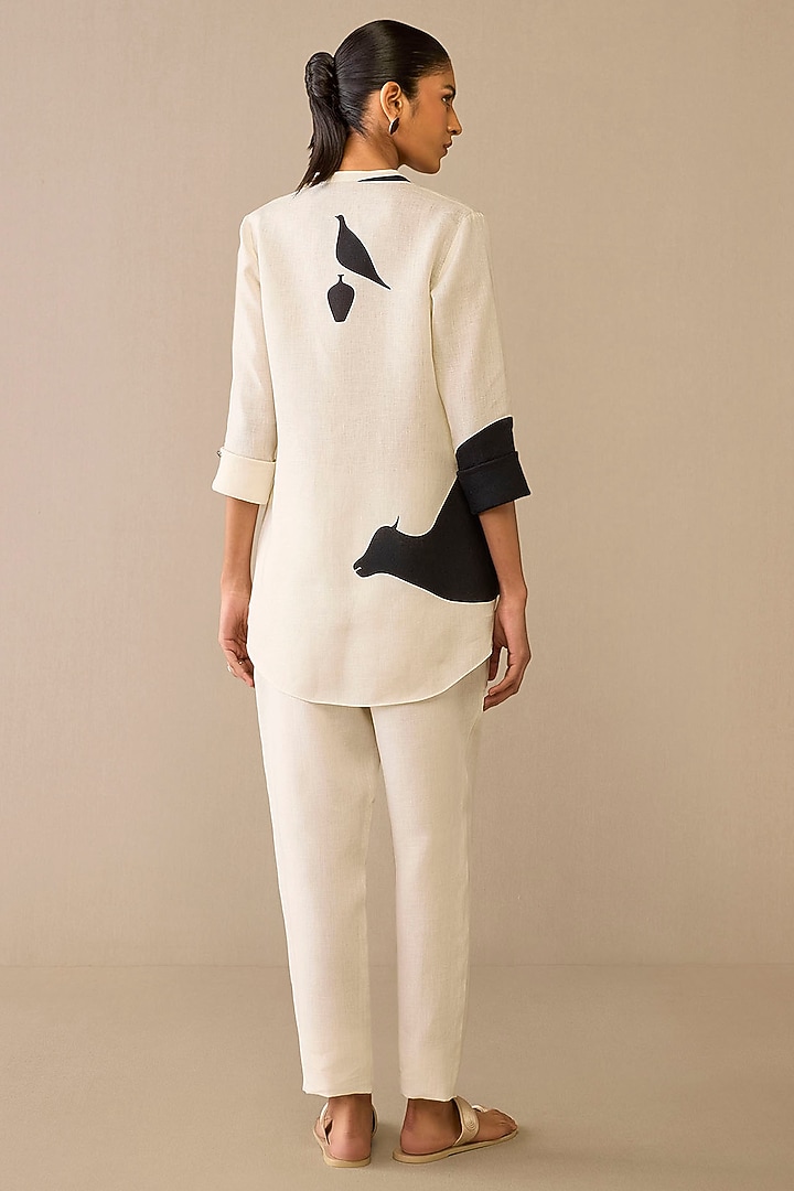 Ivory & Black Pure Linen Co-Ord Set by AMPM at Pernia's Pop Up Shop