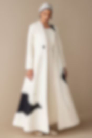 Ivory Cotton Linen Printed Jacket Set by AMPM at Pernia's Pop Up Shop