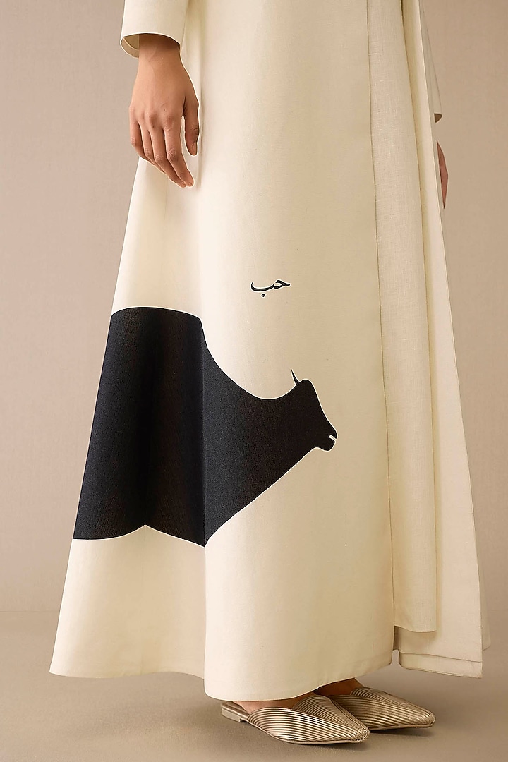 Ivory Cotton Linen Printed Jacket Set by AMPM at Pernia's Pop Up Shop