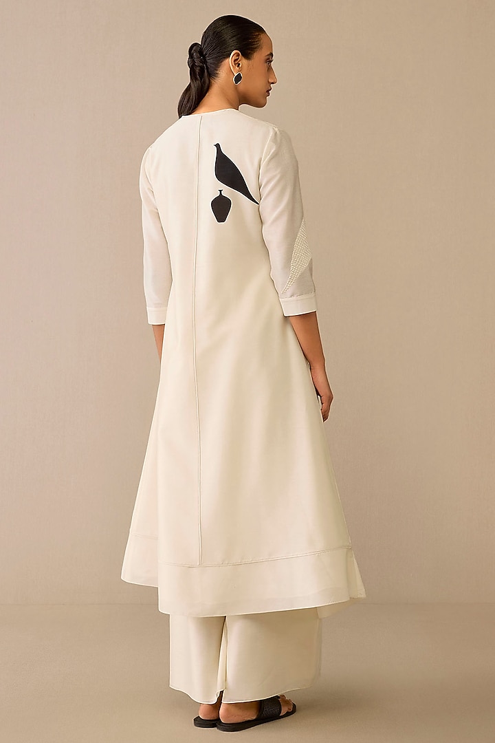 Ivory Chanderi Cotton Silk Printed Kurta Set by AMPM at Pernia's Pop Up Shop