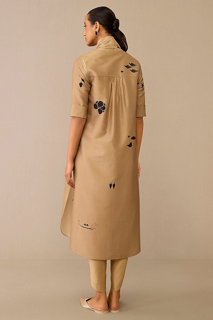Beige Chanderi Printed Co-Ord Set by AMPM at Pernia's Pop Up Shop