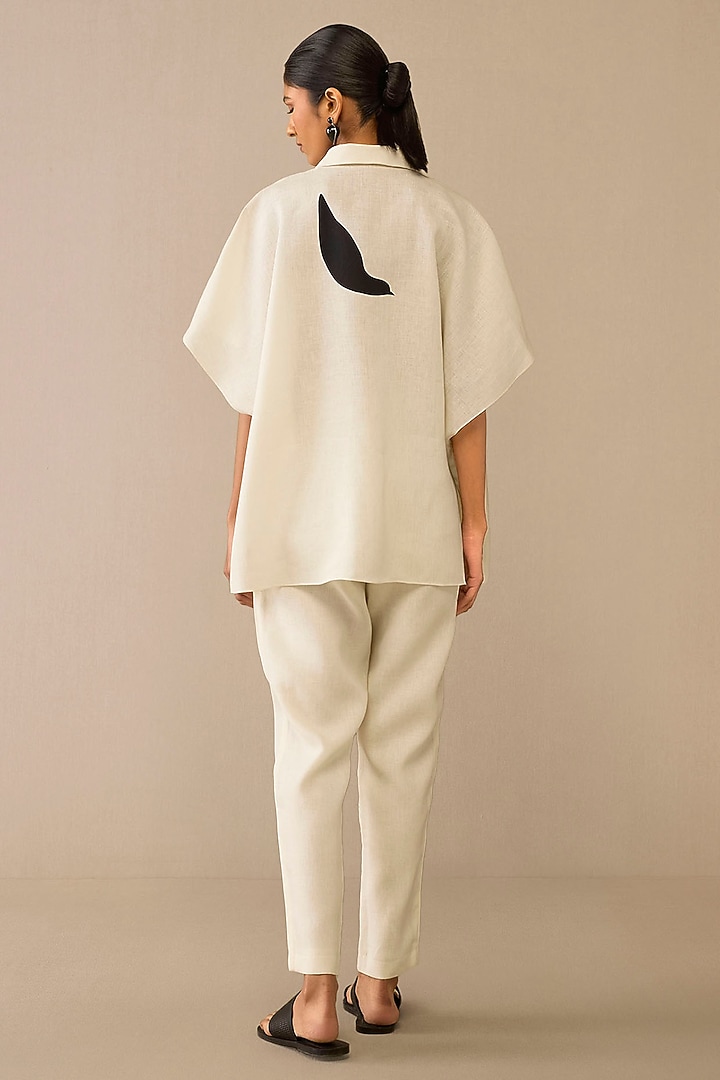 Ivory Linen Printed Co-Ord Set by AMPM at Pernia's Pop Up Shop