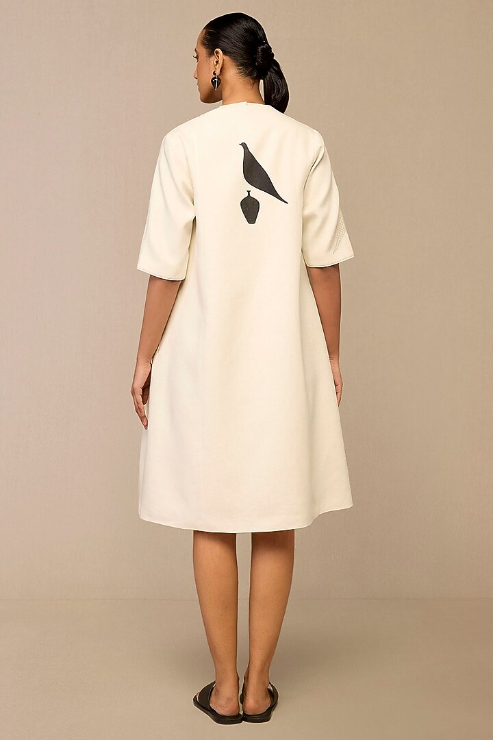 Ivory Cotton Linen Printed Jacket Set by AMPM at Pernia's Pop Up Shop