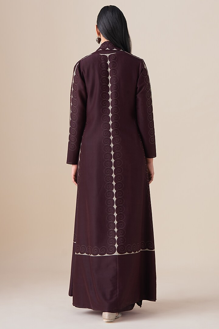 Burgundy Chanderi Afira Jacket Set by AMPM at Pernia's Pop Up Shop