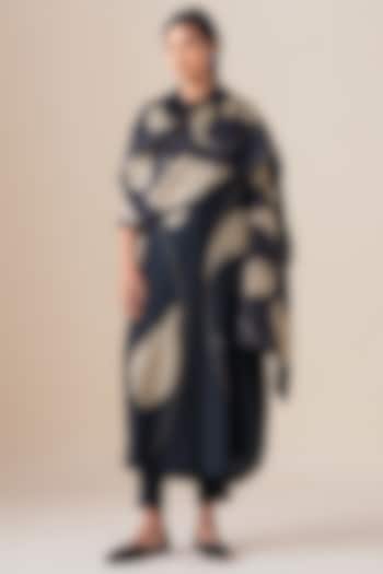 Black Silk Motif Printed Kanza Scarf by AMPM at Pernia's Pop Up Shop