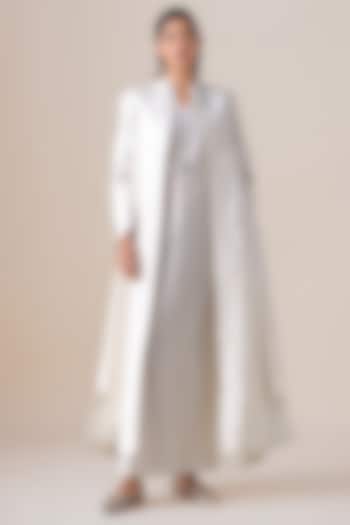 Ivory Chanderi Aluna Jacket Set by AMPM at Pernia's Pop Up Shop