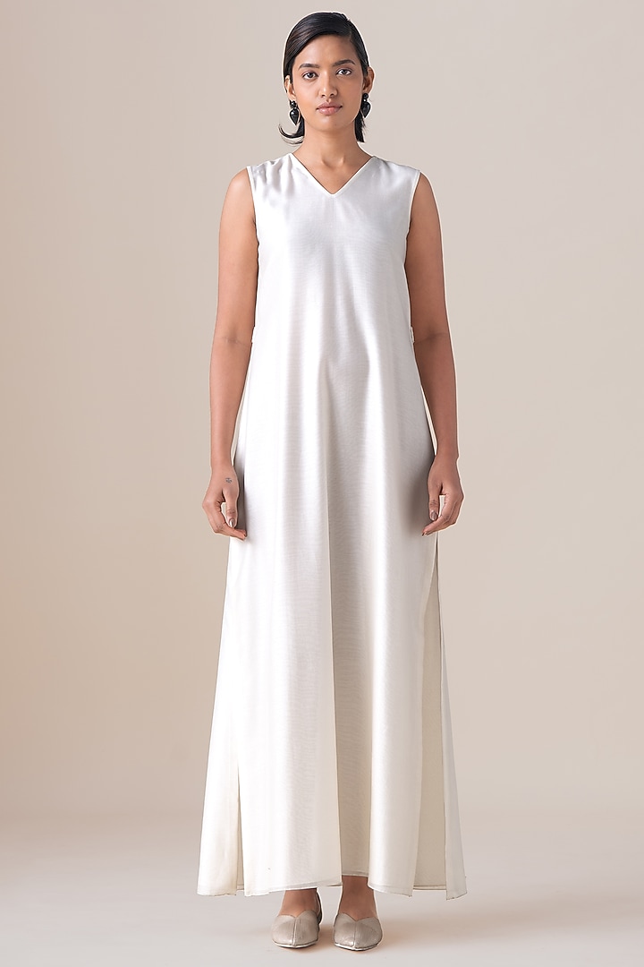 Ivory Chanderi Aluna Jacket Set by AMPM at Pernia's Pop Up Shop