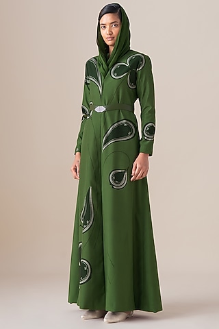Ferngreen Blue Silk Sultana Scarf by AMPM