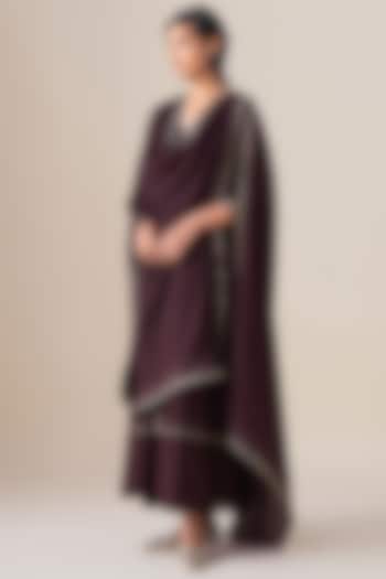 Burgundy Chanderi Kurta Set by AMPM at Pernia's Pop Up Shop