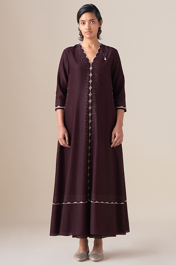 Burgundy Chanderi Kurta Set by AMPM at Pernia's Pop Up Shop