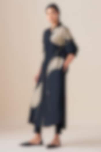 Black Habutai Silk Motif Printed Tunic Set by AMPM at Pernia's Pop Up Shop