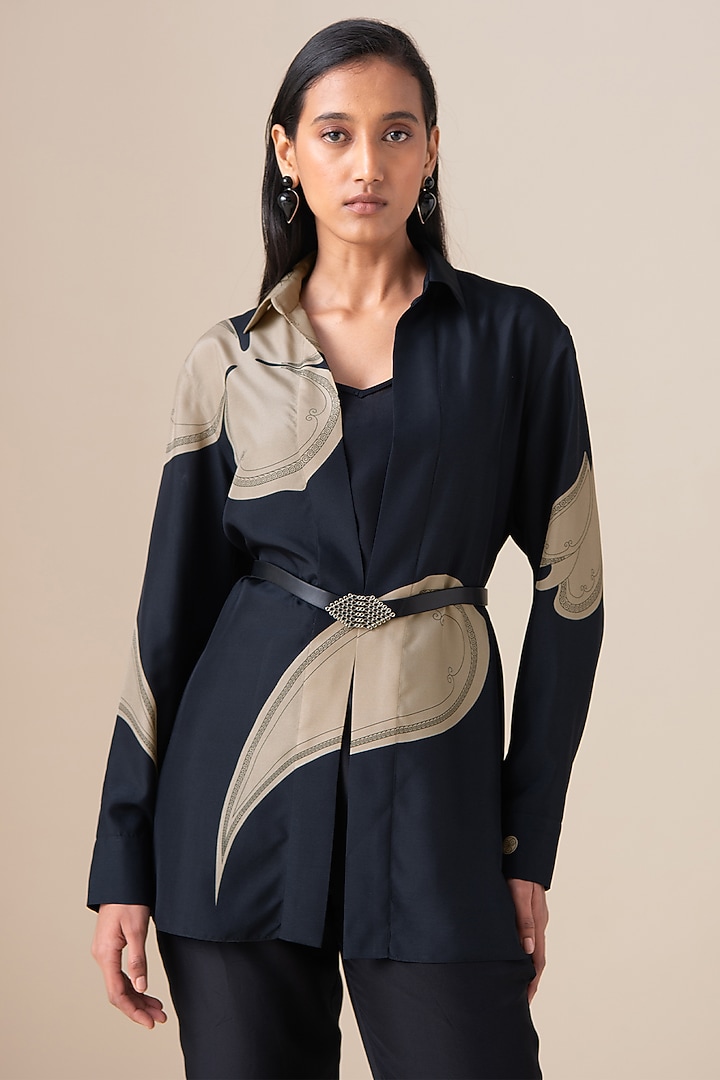 Black Habutai Silk Shirt by AMPM at Pernia's Pop Up Shop