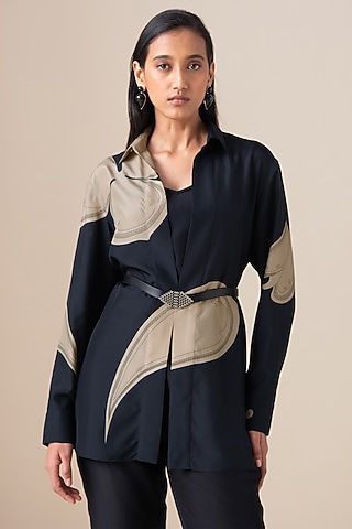 Black Habutai Silk Shirt by AMPM
