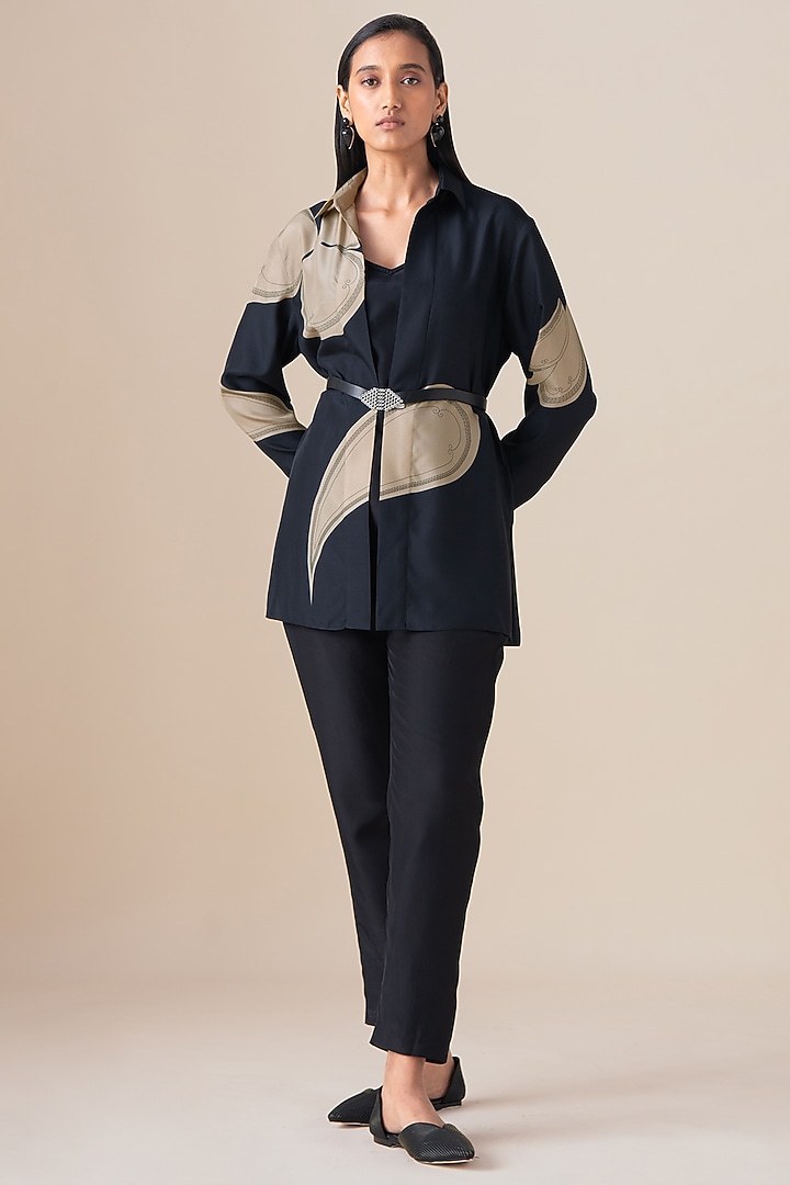 Black Habutai Silk Shirt by AMPM at Pernia's Pop Up Shop