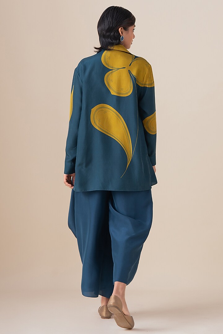 Midnight Blue Habutai Silk Shirt by AMPM at Pernia's Pop Up Shop