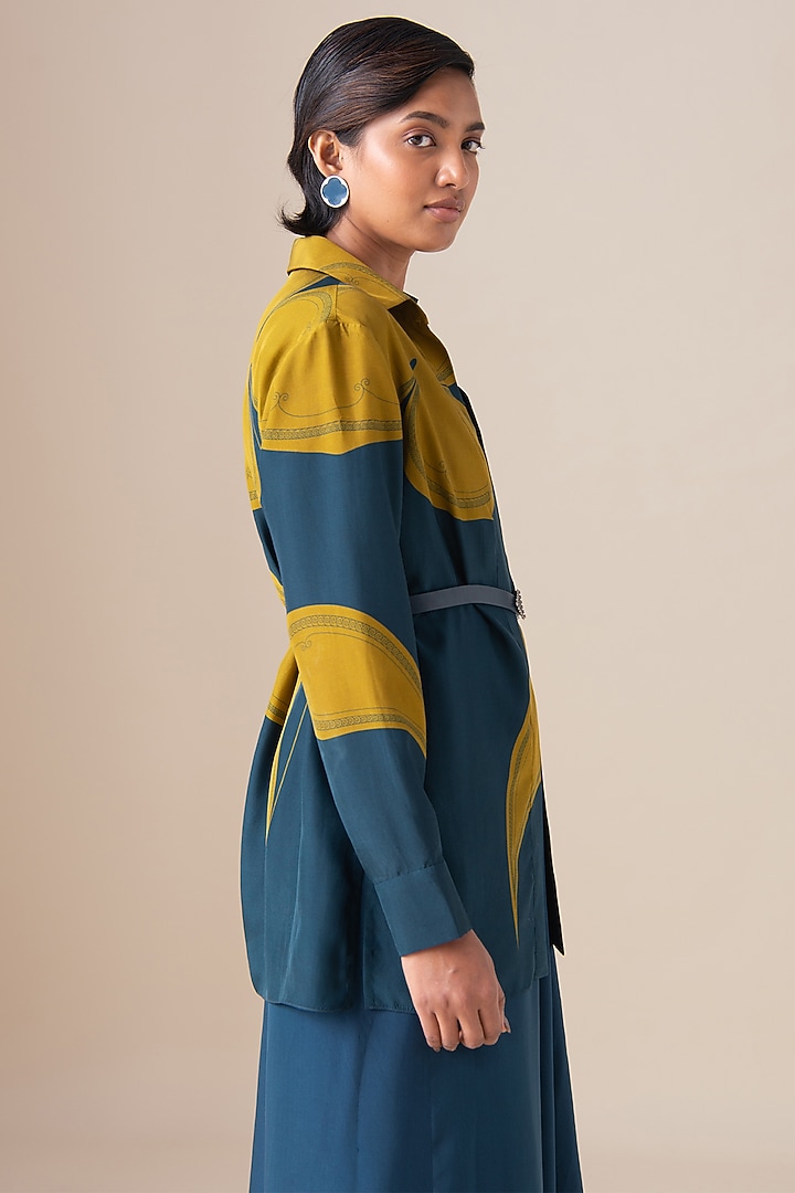 Midnight Blue Habutai Silk Shirt by AMPM at Pernia's Pop Up Shop