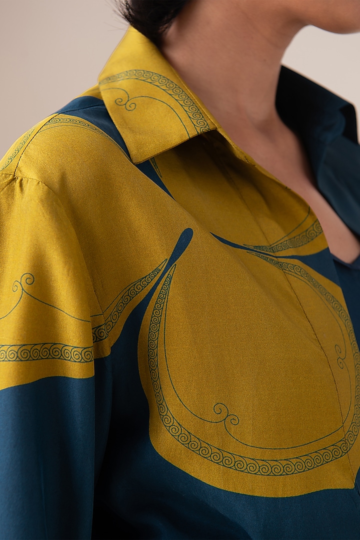 Midnight Blue Habutai Silk Shirt by AMPM at Pernia's Pop Up Shop
