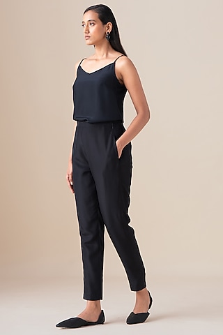 Black Habutai Silk Pants by AMPM