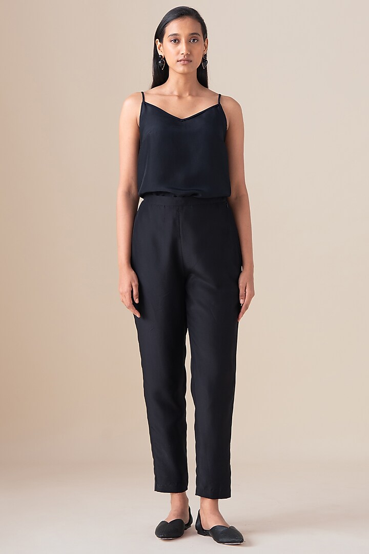 Black Habutai Silk Pants by AMPM at Pernia's Pop Up Shop