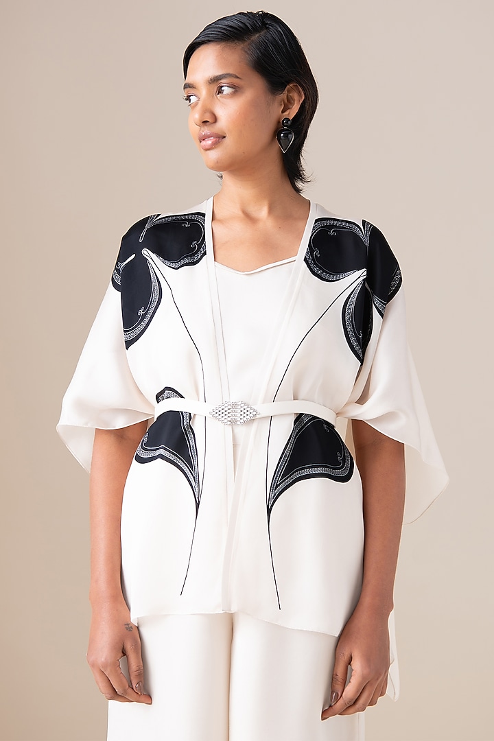 Ivory Habutai Silk Cape Set by AMPM at Pernia's Pop Up Shop