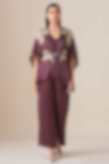 Onion Pink Habutai Silk Cape Set by AMPM at Pernia's Pop Up Shop