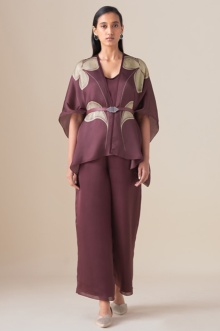 Onion Pink Habutai Silk Cape Set by AMPM at Pernia's Pop Up Shop