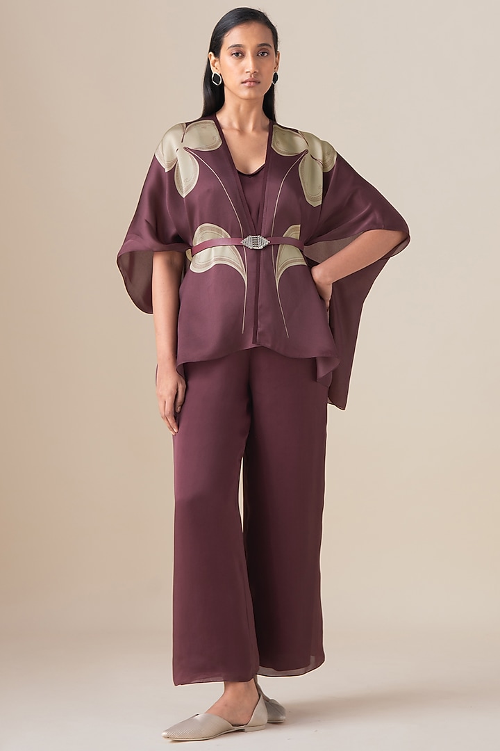 Onion Pink Habutai Silk Cape Set by AMPM at Pernia's Pop Up Shop