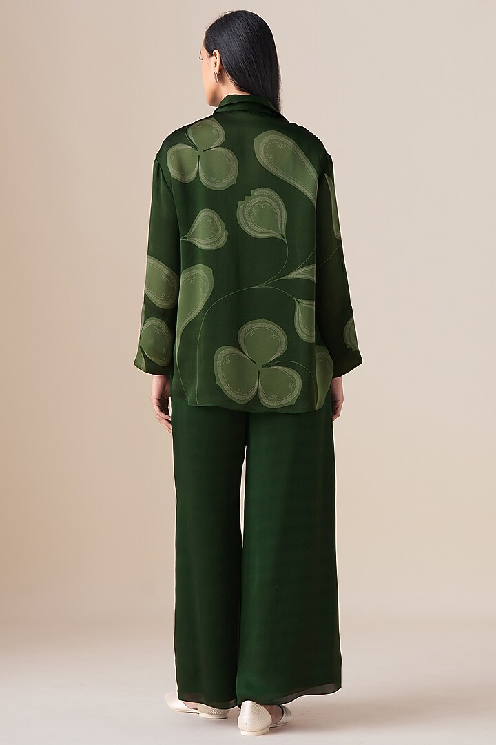 Fern Green Satin Organza Shirt by AMPM at Pernia's Pop Up Shop