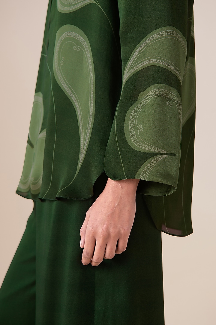 Fern Green Satin Organza Shirt by AMPM at Pernia's Pop Up Shop
