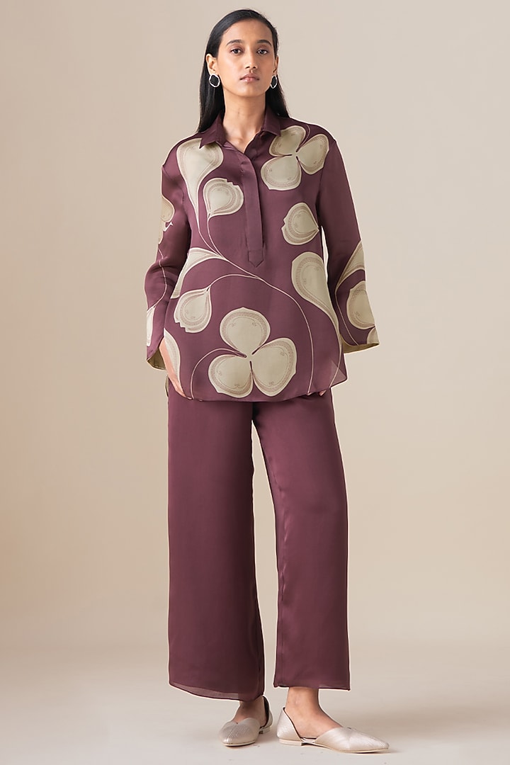 Dusky Pink Satin Organza Shirt by AMPM at Pernia's Pop Up Shop