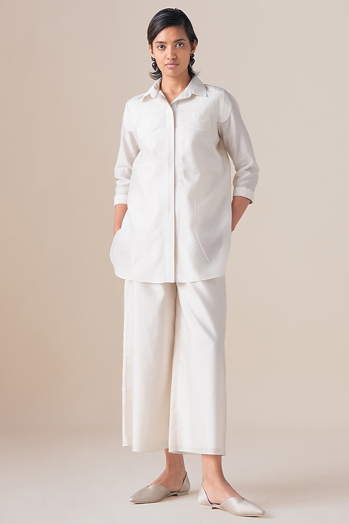 Ivory Cotton Silk Shirt by AMPM at Pernia's Pop Up Shop