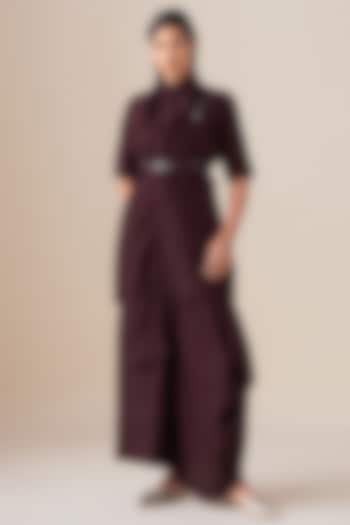 Burgundy Raw Silk Tunic Set by AMPM at Pernia's Pop Up Shop