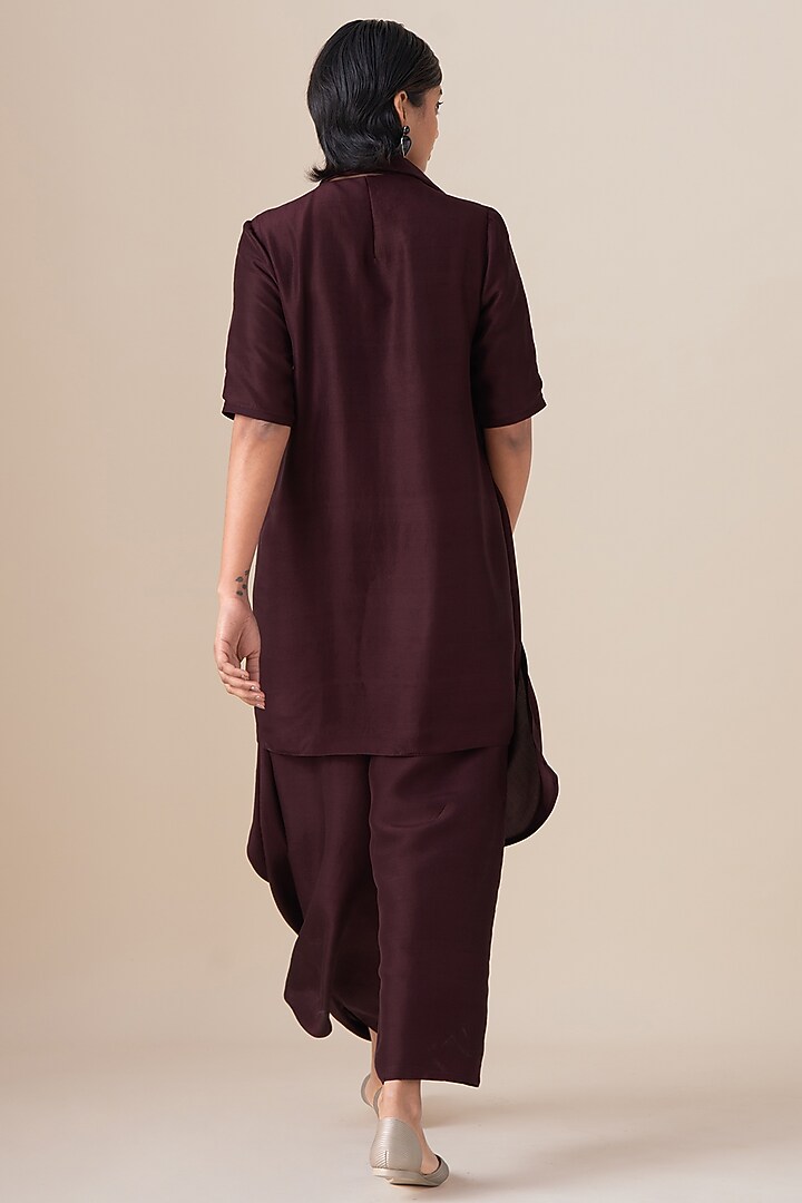 Burgundy Raw Silk Tunic Set by AMPM at Pernia's Pop Up Shop