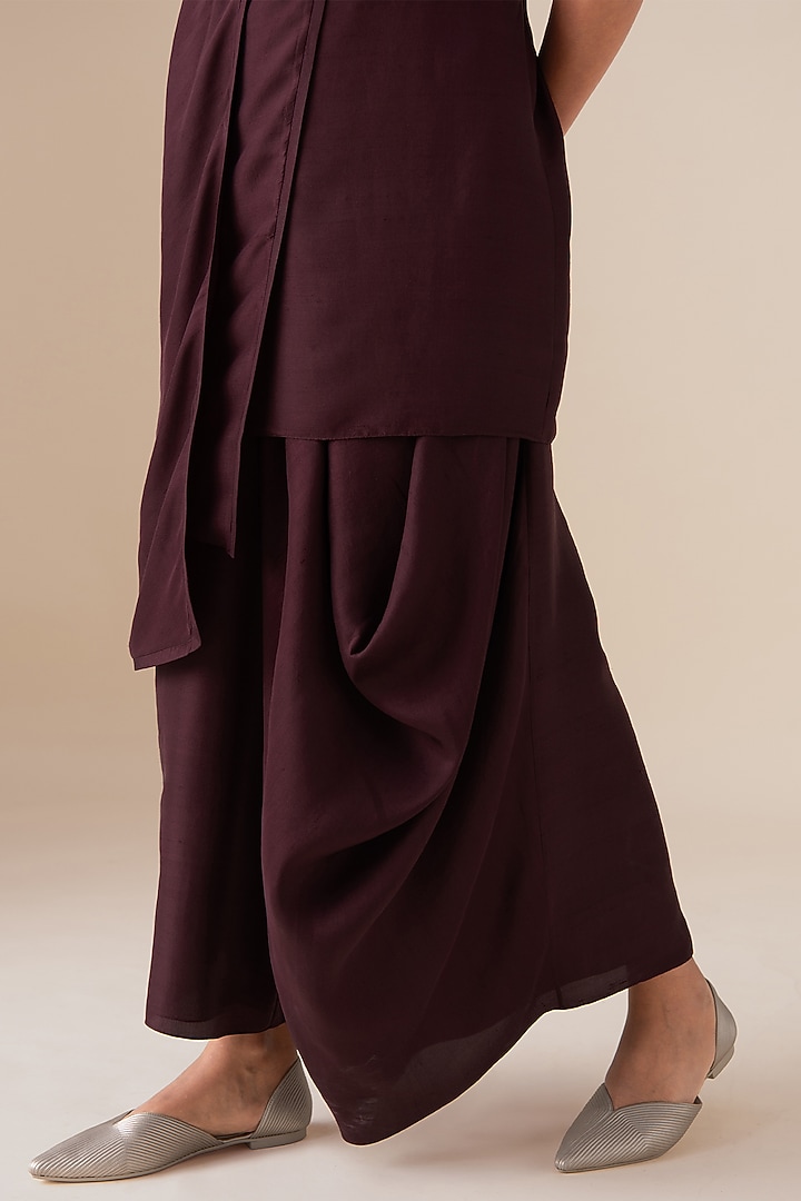 Burgundy Raw Silk Tunic Set by AMPM at Pernia's Pop Up Shop