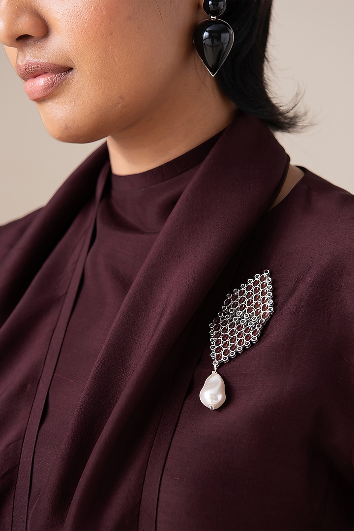 Burgundy Raw Silk Tunic Set by AMPM at Pernia's Pop Up Shop