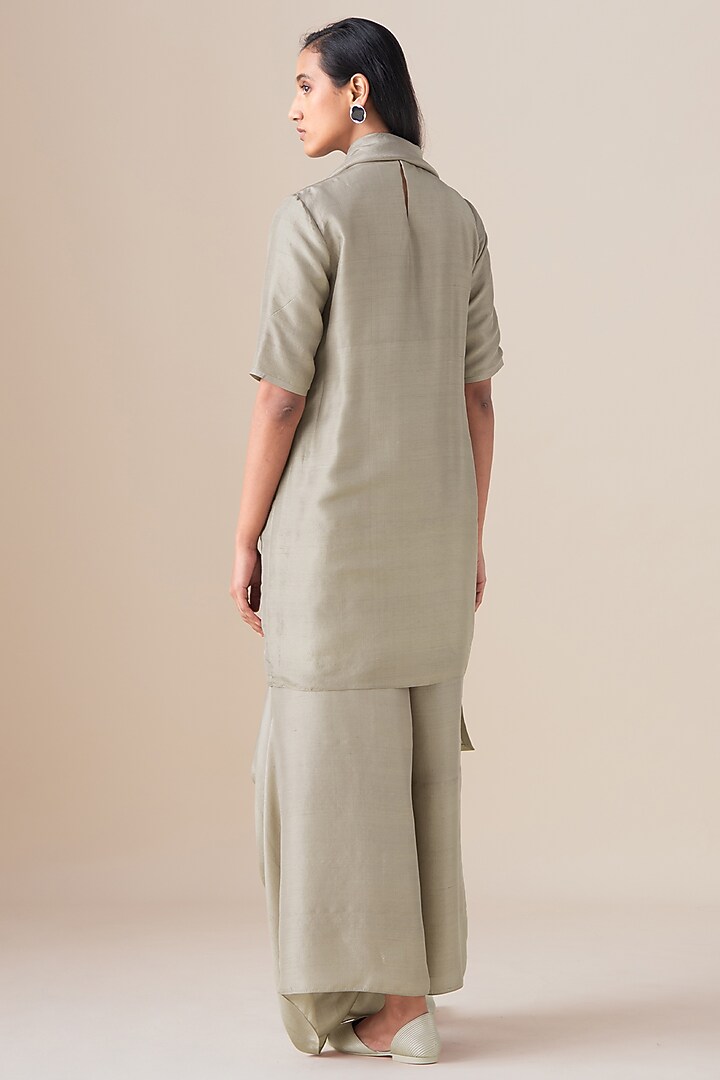Ecru Raw Silk Tunic Set by AMPM at Pernia's Pop Up Shop