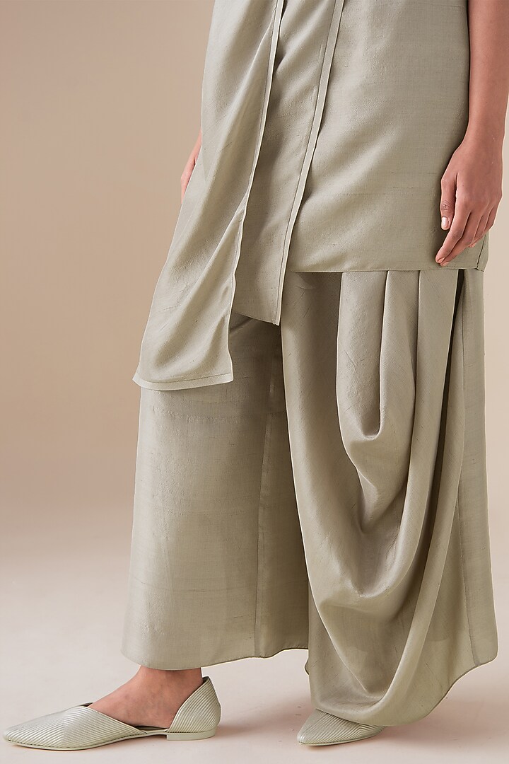 Ecru Raw Silk Tunic Set by AMPM at Pernia's Pop Up Shop